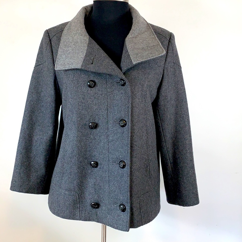 Collection by Gallery Wool Blend Button Up Women’s Size M Grey Lined Jacket/Coat